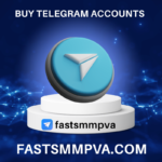 Promotion banner: 'BUY TELEGRAM ACCOUNTS' with a blue Telegram logo on a pedestal and the site fastsmmpva.com.