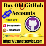 Bright ad offering to buy old GitHub accounts with contact handle and website or URL clearly shown, including Shop Now badge and logo.