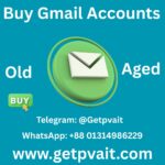 Ad offering aged Gmail accounts; shows a green circular icon with a white envelope, surrounding text 'Buy Gmail Accounts', 'Old' and 'Aged', plus contact: Telegram @Getpvait, WhatsApp +88 01314986229, www.getpvait.com.