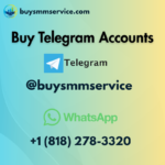 Promotional banner for buysmmservice.com: 'Buy Telegram Accounts' with Telegram logo, handle '@buysmmservice', WhatsApp logo and contact number +1(818) 278-3320 on a pastel gradient background
