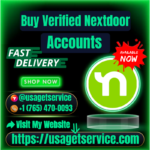 Ad offering fast delivery of verified Nextdoor accounts; includes contact @usagetservice, +1 (765) 470-0093 and https://usagetservice.com