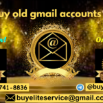 Advertisement banner promoting buying old Gmail accounts with a gold emblem and 'Order Now!' prompts; contact info at bottom.
