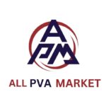 All PVA Market logo: navy APM monogram inside a red circular swoosh, with 'ALL PVA MARKET' text below in red and navy.